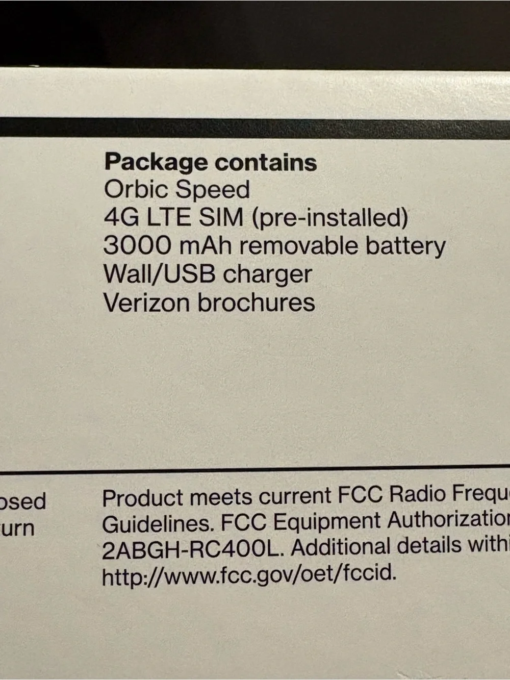 Orbic Speed RC400L Black Verizon 4G LtE Mobile Hotspot Router